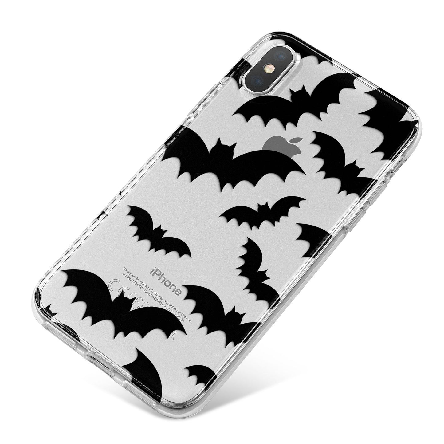 Bat Halloween Print iPhone X Bumper Case on Silver iPhone