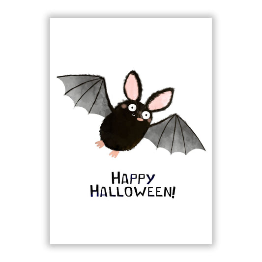 Bat Illustration A5 Flat Greetings Card