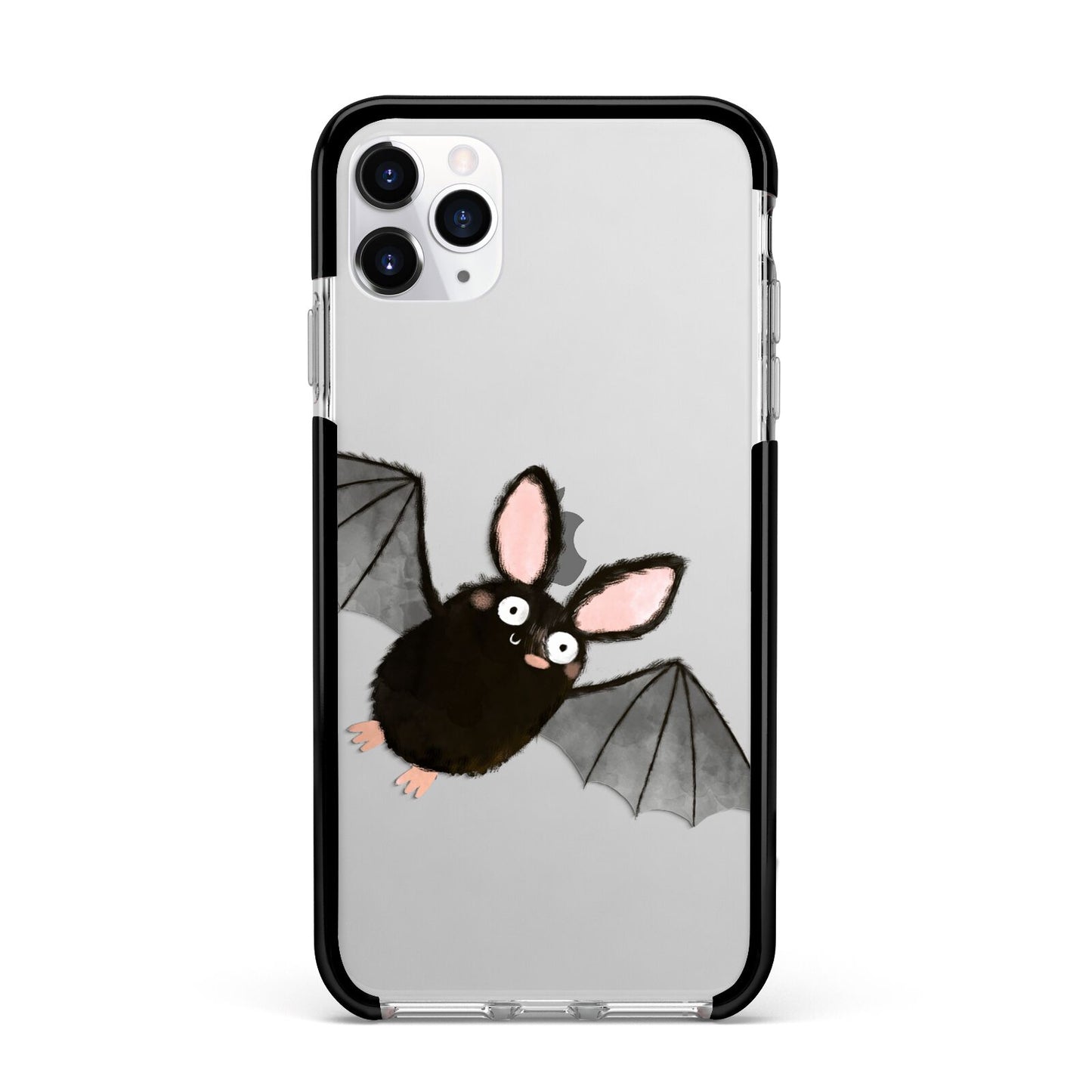 Bat Illustration Apple iPhone 11 Pro Max in Silver with Black Impact Case