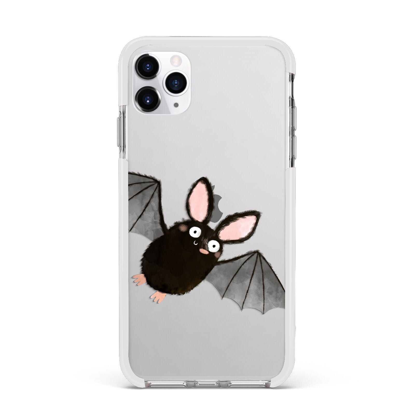 Bat Illustration Apple iPhone 11 Pro Max in Silver with White Impact Case