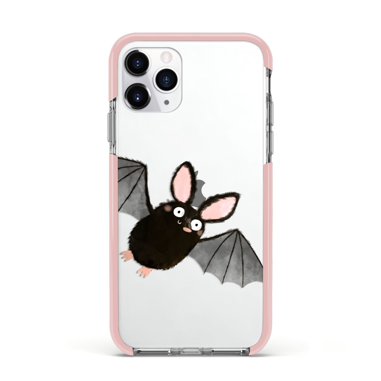Bat Illustration Apple iPhone 11 Pro in Silver with Pink Impact Case