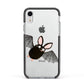 Bat Illustration Apple iPhone XR Impact Case Black Edge on Silver Phone