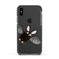 Bat Illustration Apple iPhone Xs Impact Case Black Edge on Black Phone