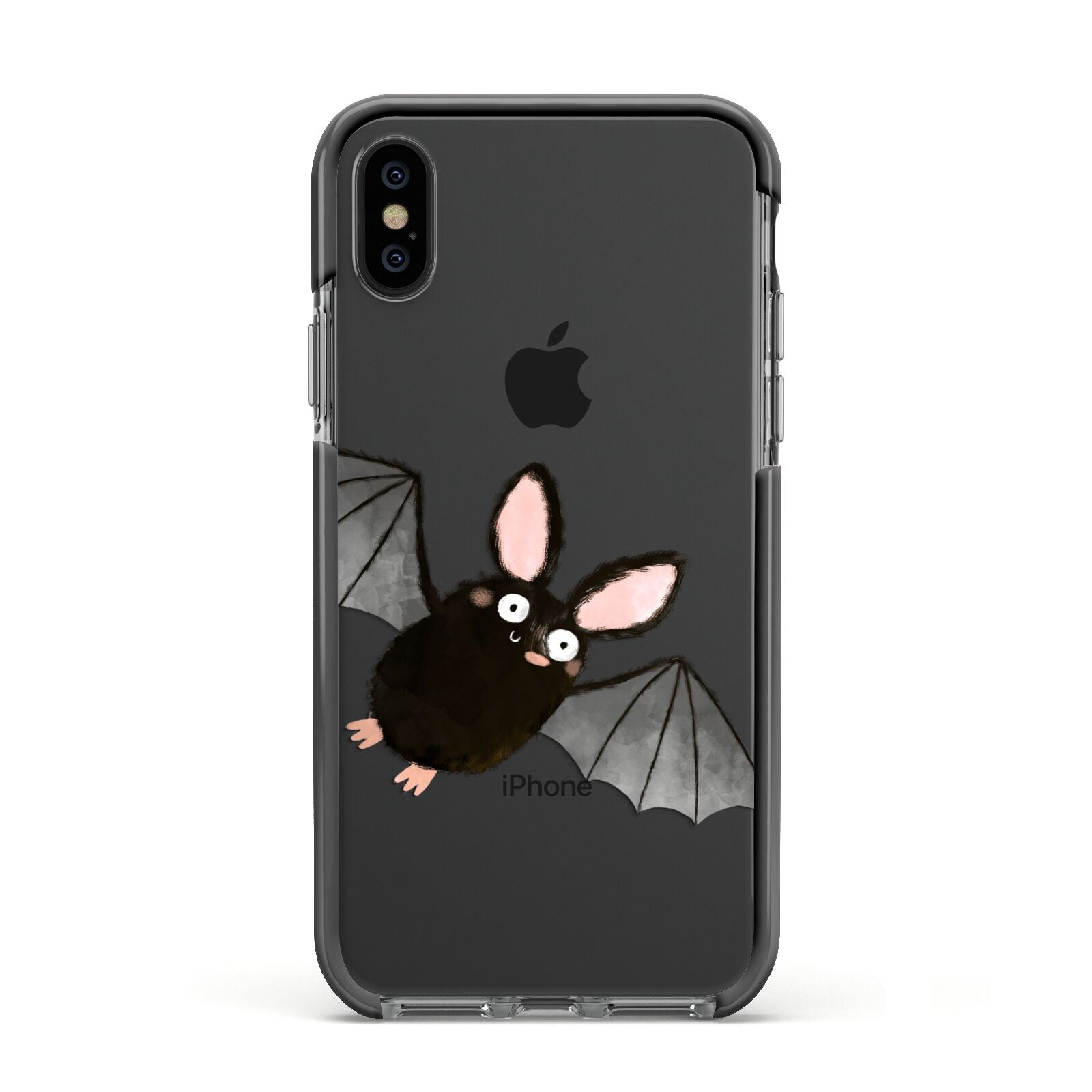 Bat Illustration Apple iPhone Xs Impact Case Black Edge on Black Phone