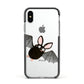 Bat Illustration Apple iPhone Xs Impact Case Black Edge on Silver Phone