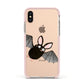 Bat Illustration Apple iPhone Xs Impact Case Pink Edge on Gold Phone