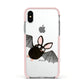 Bat Illustration Apple iPhone Xs Impact Case Pink Edge on Silver Phone