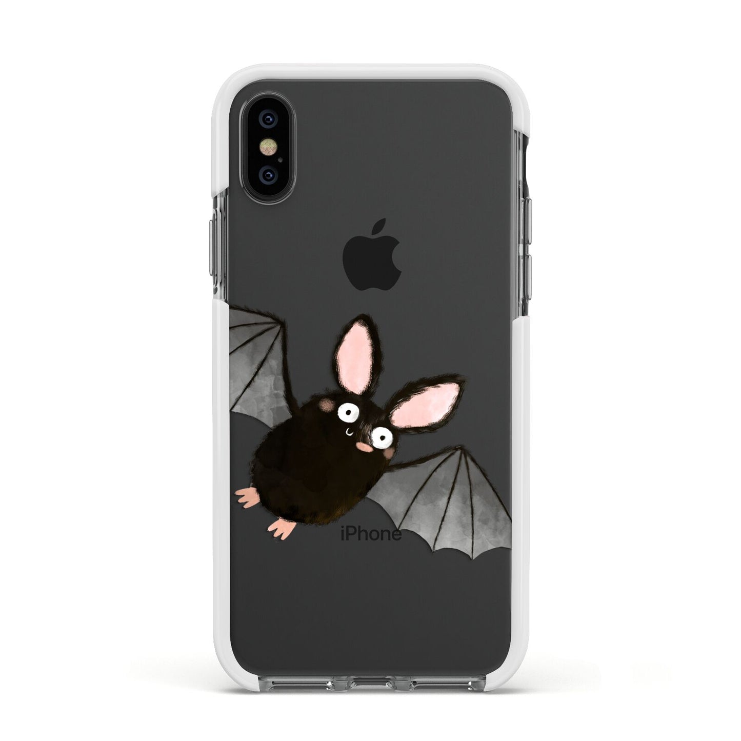 Bat Illustration Apple iPhone Xs Impact Case White Edge on Black Phone