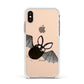 Bat Illustration Apple iPhone Xs Impact Case White Edge on Gold Phone