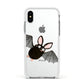 Bat Illustration Apple iPhone Xs Impact Case White Edge on Silver Phone