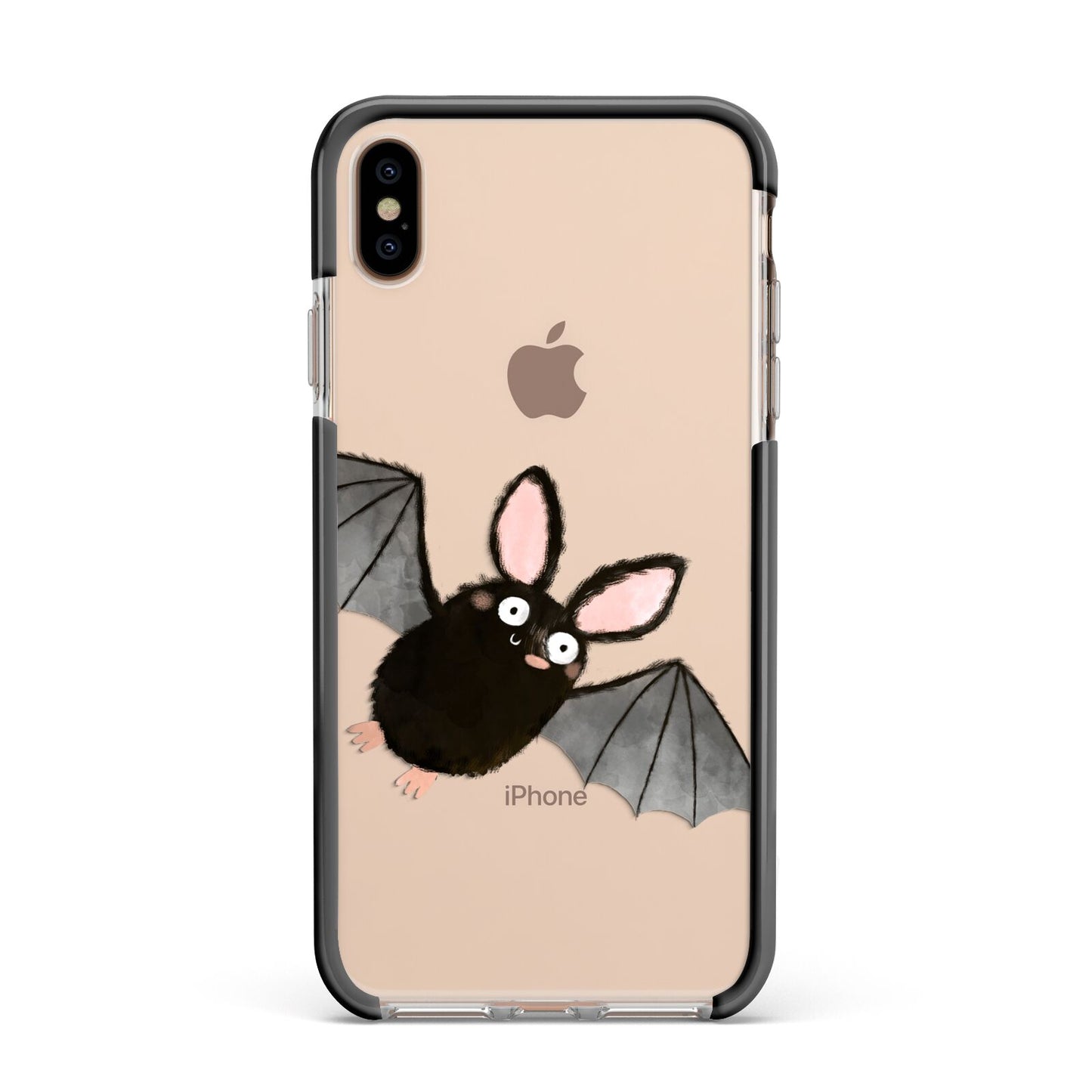 Bat Illustration Apple iPhone Xs Max Impact Case Black Edge on Gold Phone