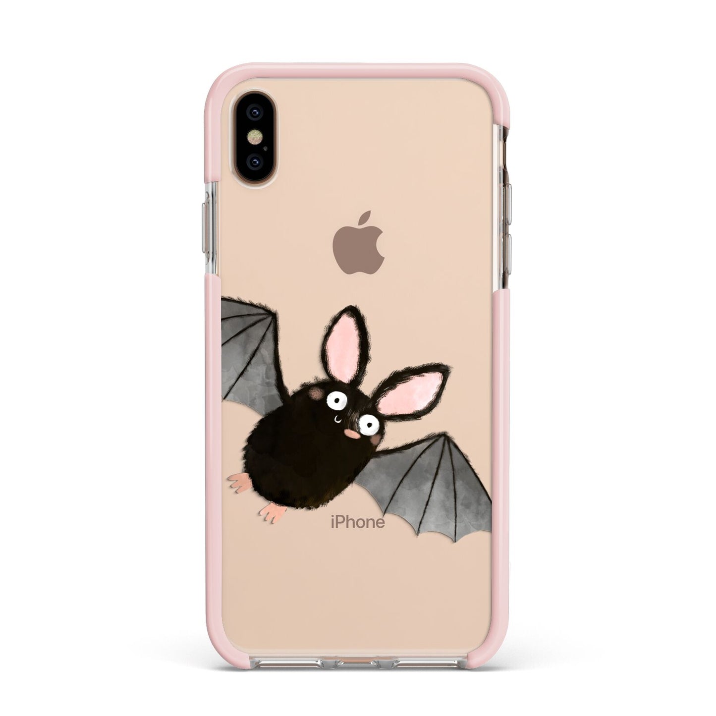Bat Illustration Apple iPhone Xs Max Impact Case Pink Edge on Gold Phone