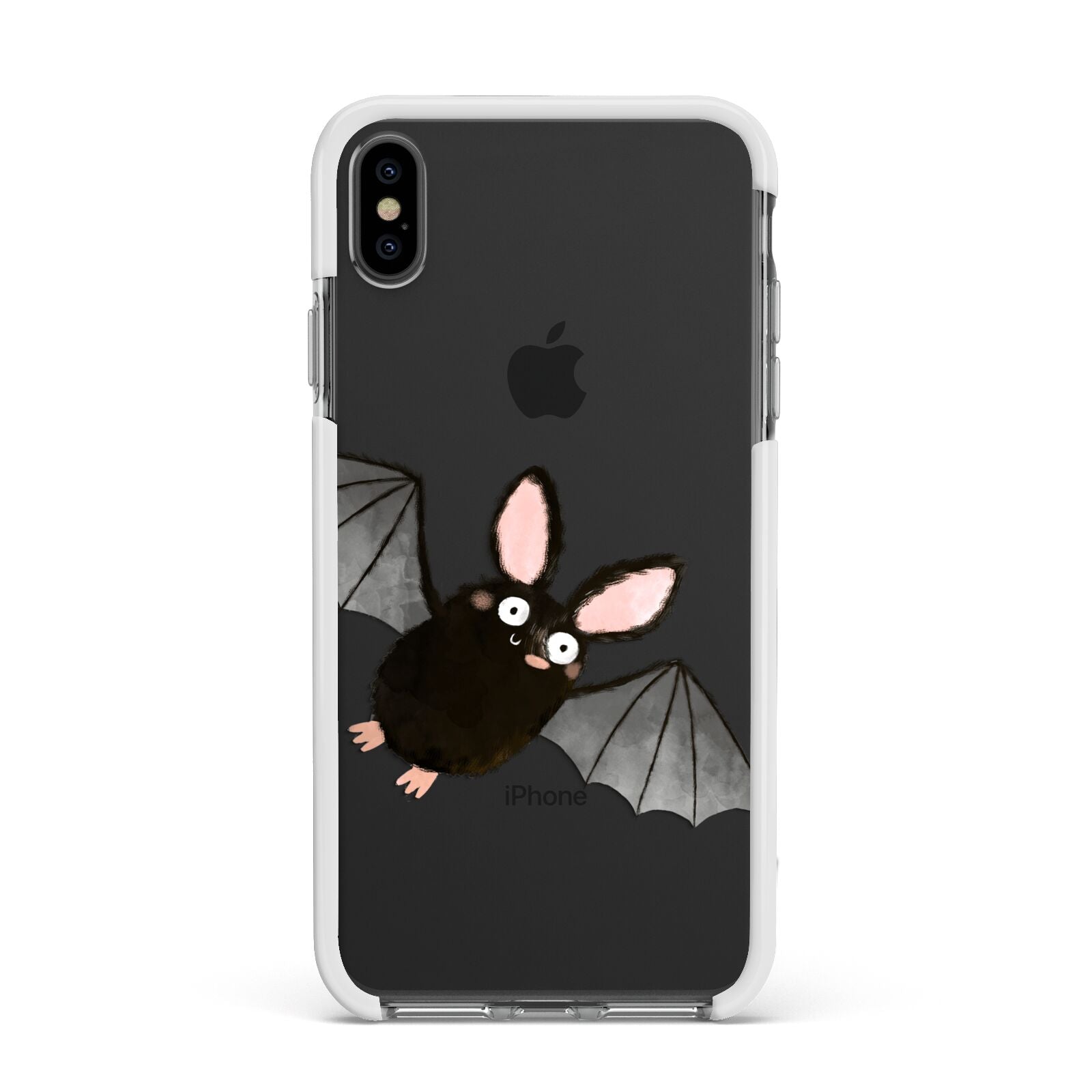 Bat Illustration Apple iPhone Xs Max Impact Case White Edge on Black Phone
