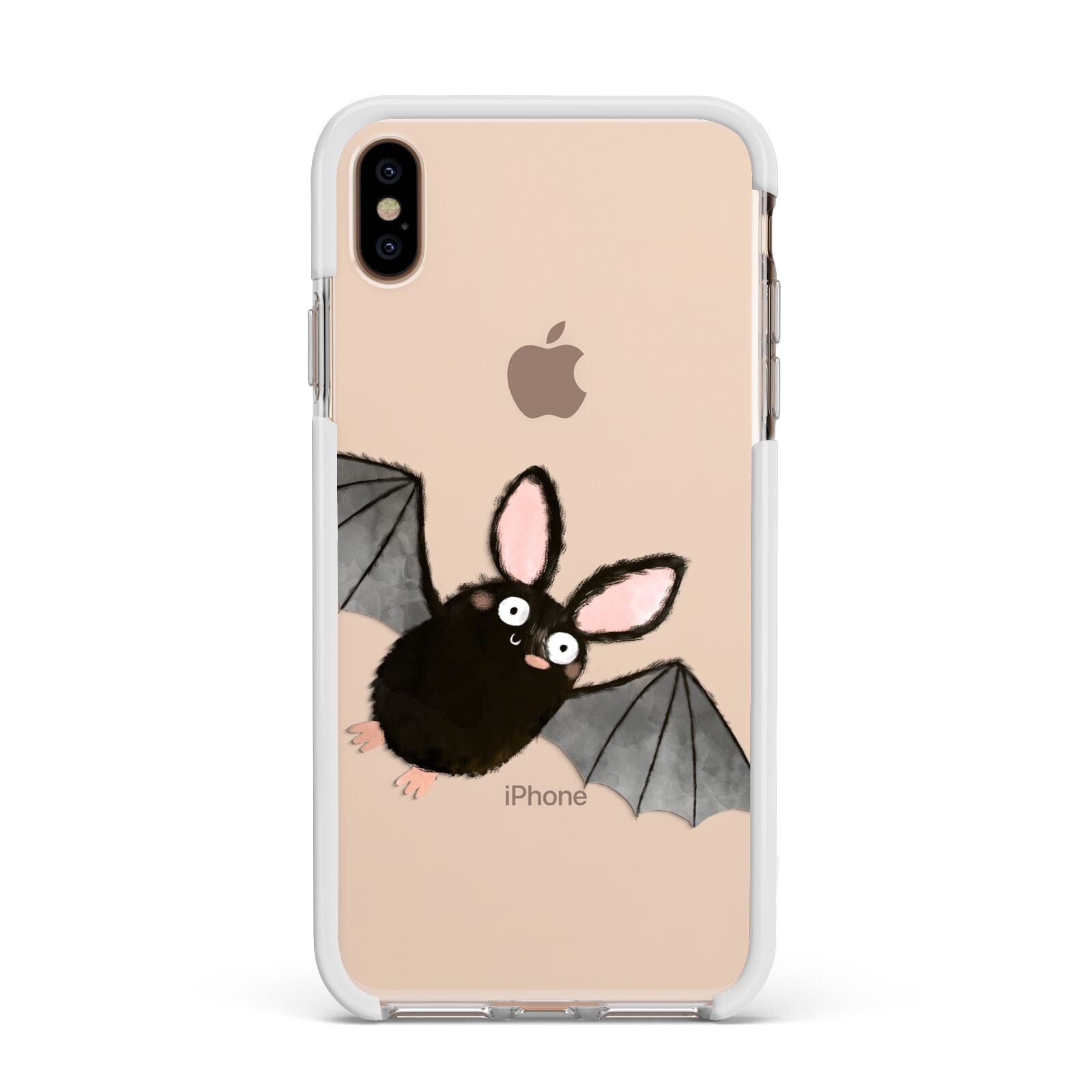 Bat Illustration Apple iPhone Xs Max Impact Case White Edge on Gold Phone