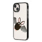 Bat Illustration iPhone 14 Plus Black Impact Case Side Angle on Silver phone