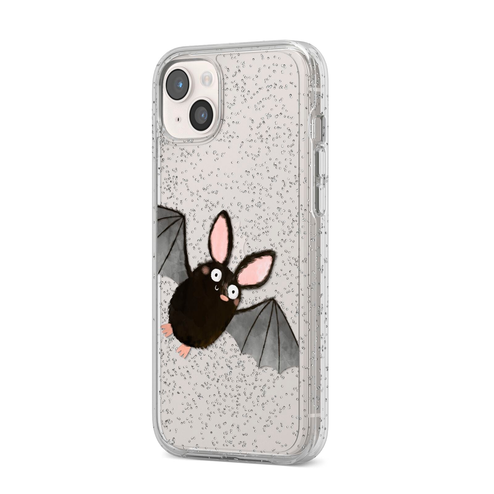Bat Illustration iPhone 14 Plus Glitter Tough Case Starlight Angled Image