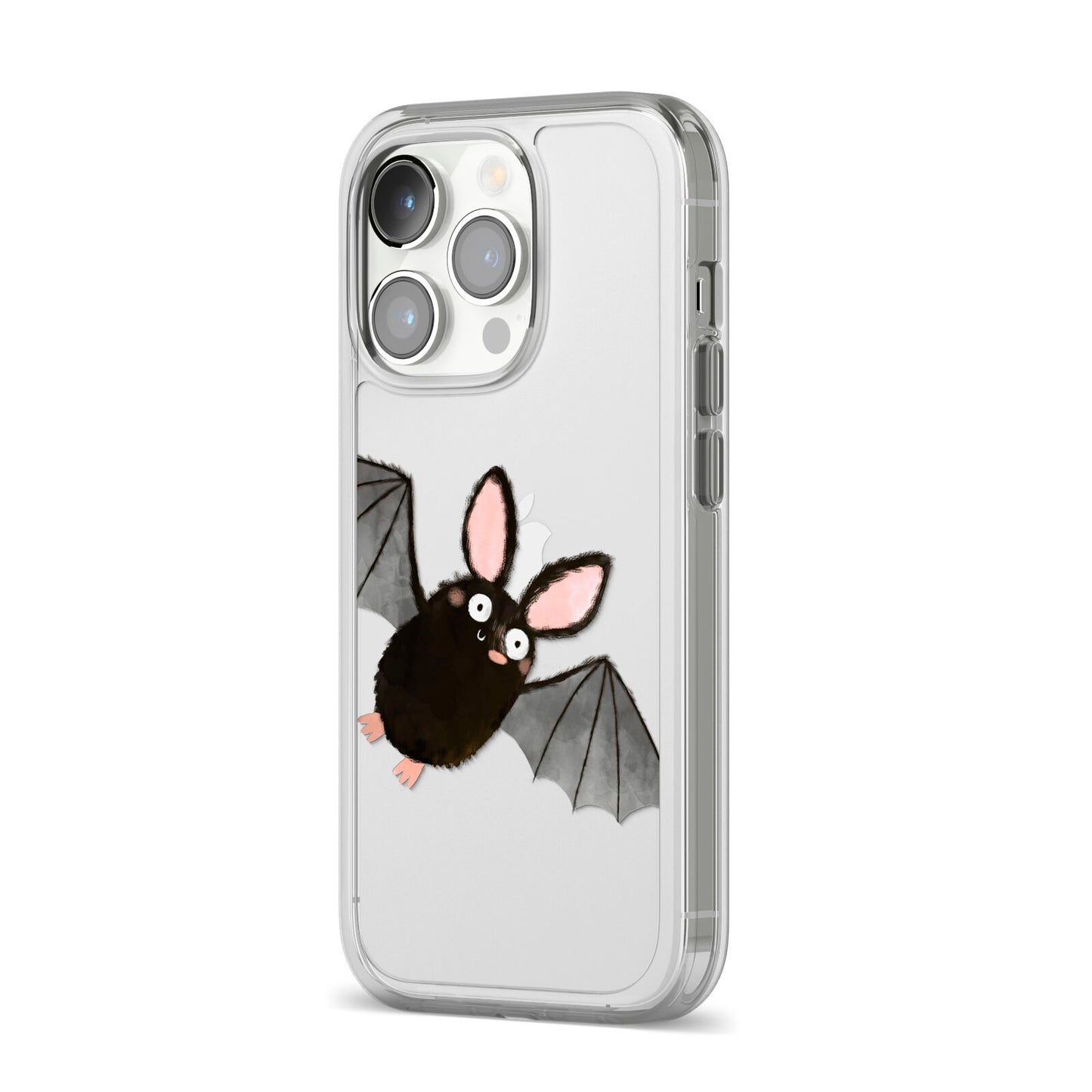 Bat Illustration iPhone 14 Pro Clear Tough Case Silver Angled Image