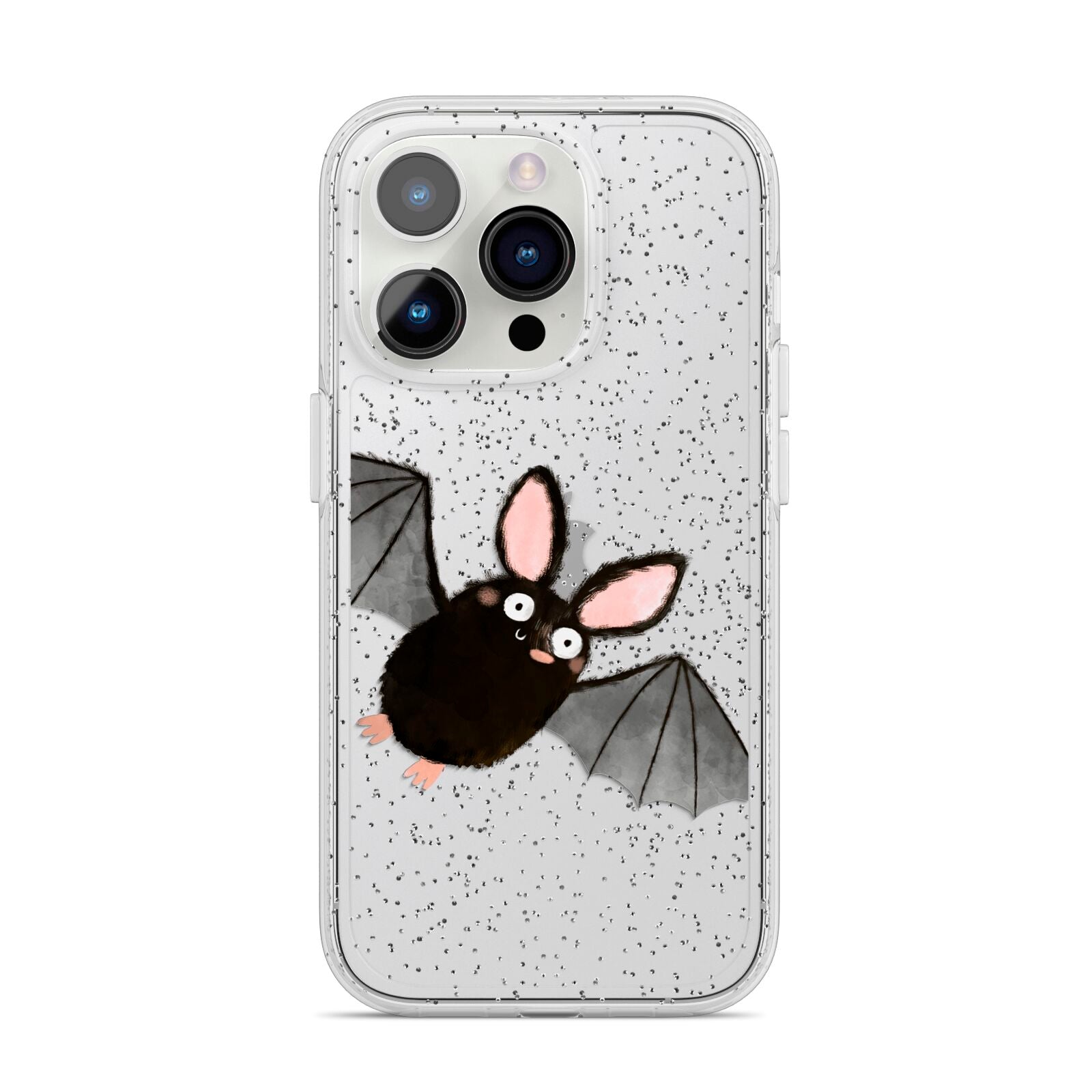 Bat Illustration iPhone 14 Pro Glitter Tough Case Silver
