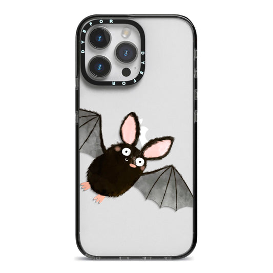 Bat Illustration iPhone 14 Pro Max Black Impact Case on Silver phone