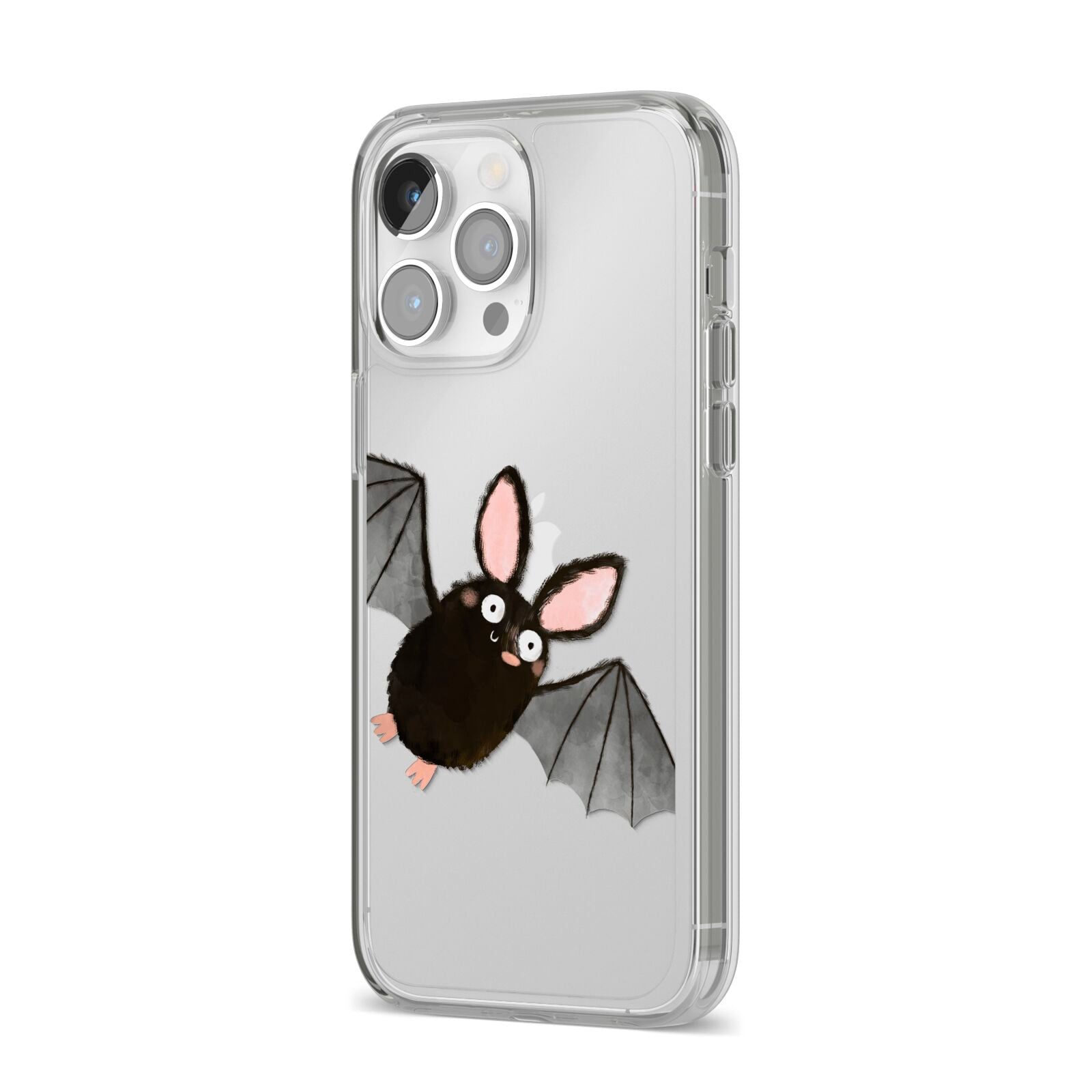 Bat Illustration iPhone 14 Pro Max Clear Tough Case Silver Angled Image