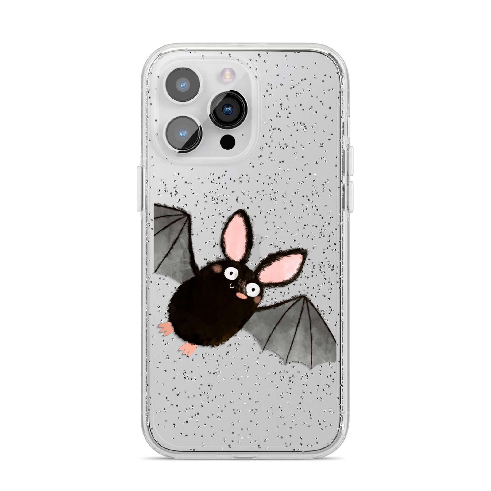 Bat Illustration iPhone 14 Pro Max Glitter Tough Case Silver
