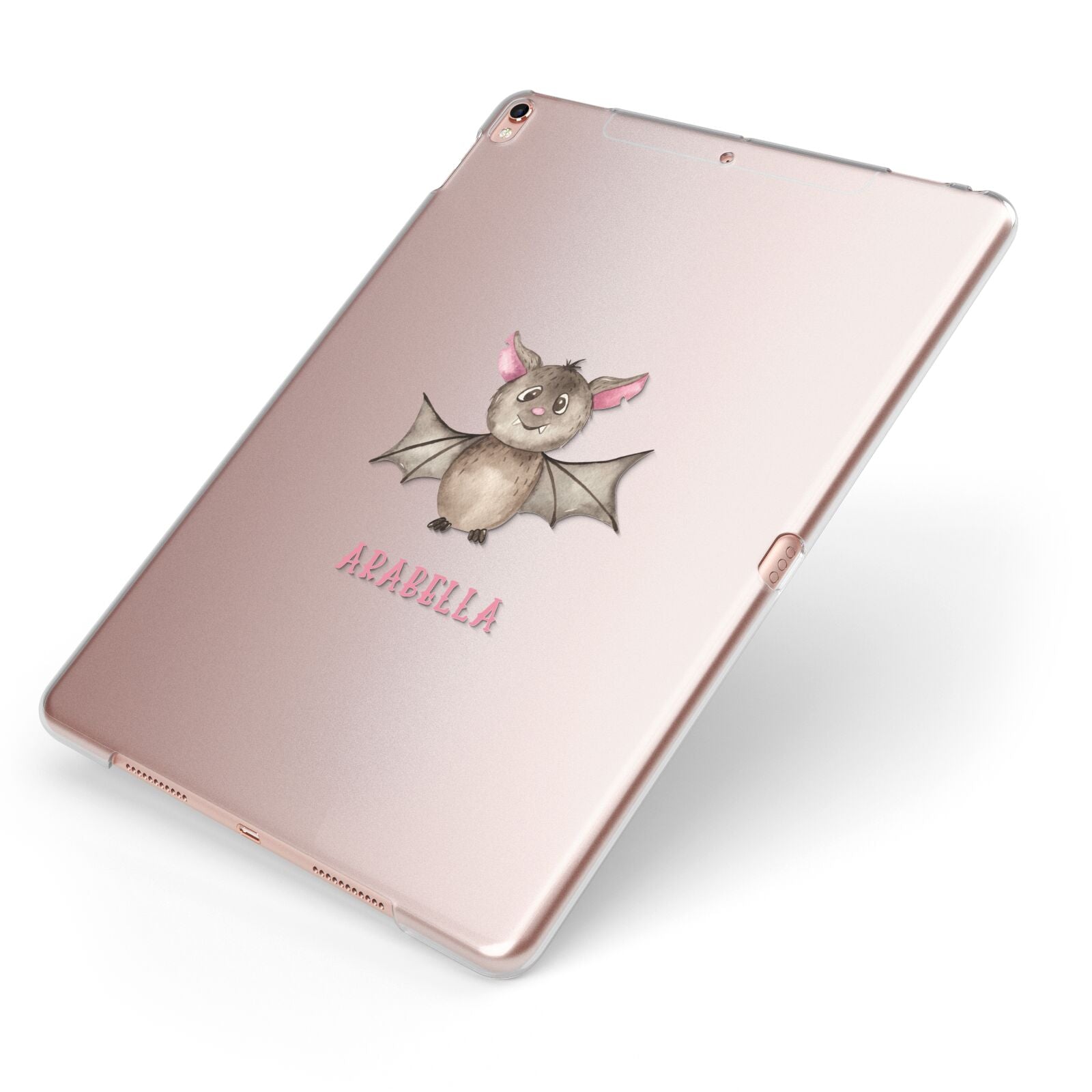 Bat Personalised Apple iPad Case on Rose Gold iPad Side View