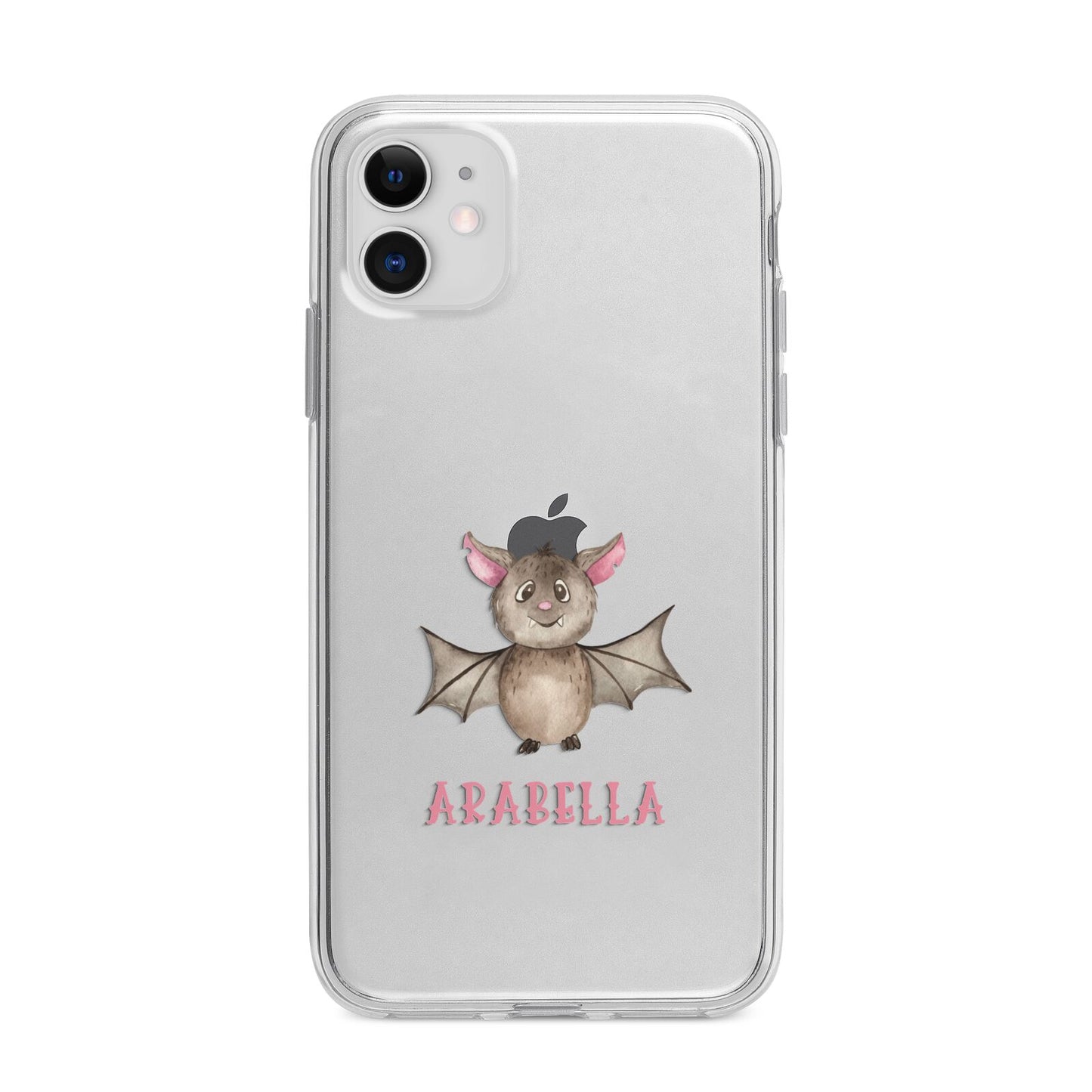 Bat Personalised Apple iPhone 11 in White with Bumper Case