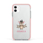 Bat Personalised Apple iPhone 11 in White with Pink Impact Case