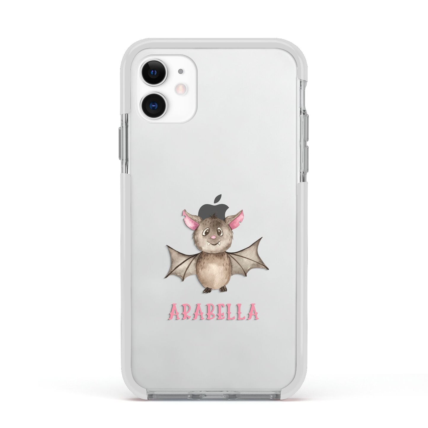 Bat Personalised Apple iPhone 11 in White with White Impact Case