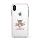 Bat Personalised Apple iPhone Xs Impact Case Pink Edge on Silver Phone