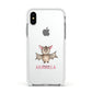 Bat Personalised Apple iPhone Xs Impact Case White Edge on Silver Phone