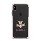 Bat Personalised Apple iPhone Xs Max Impact Case Pink Edge on Black Phone