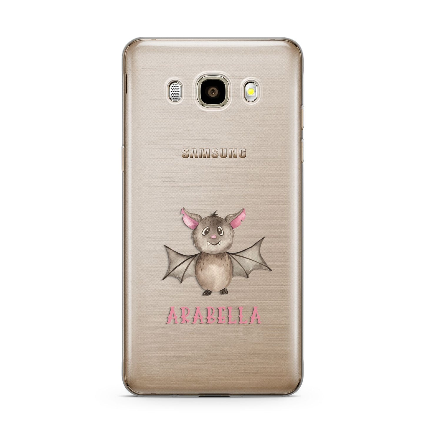 Bat Personalised Samsung Galaxy J7 2016 Case on gold phone