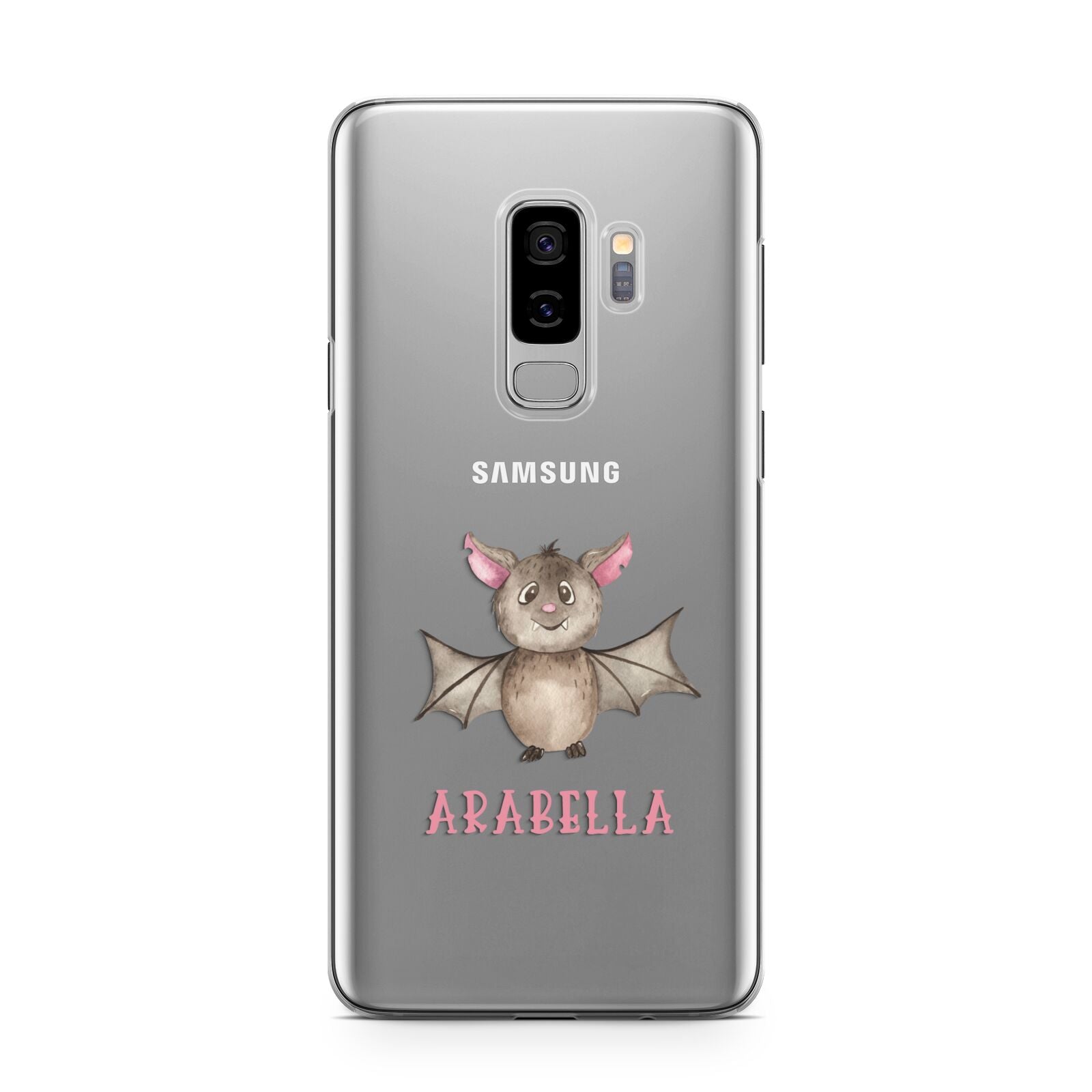 Bat Personalised Samsung Galaxy S9 Plus Case on Silver phone