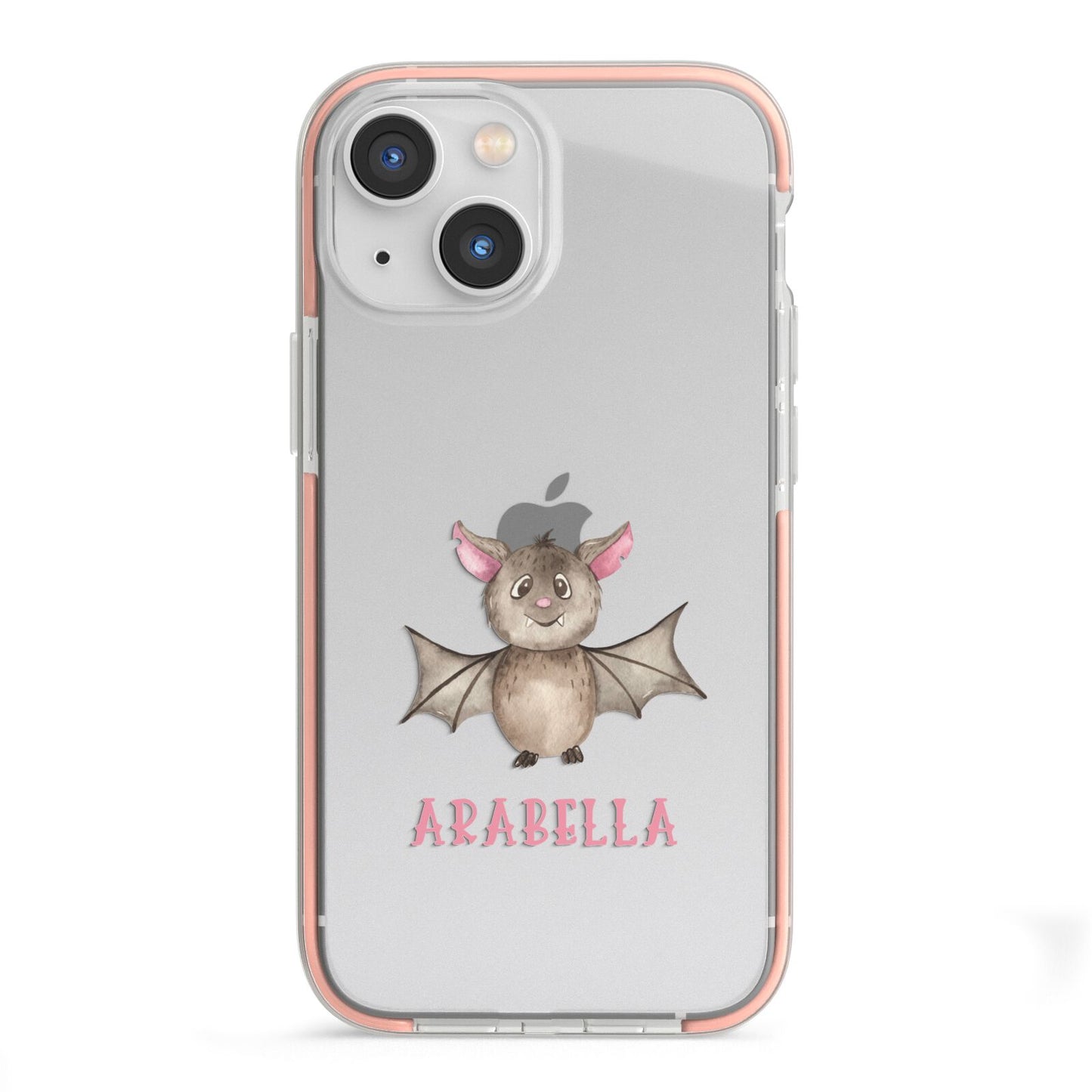 Bat Personalised iPhone 13 Mini TPU Impact Case with Pink Edges