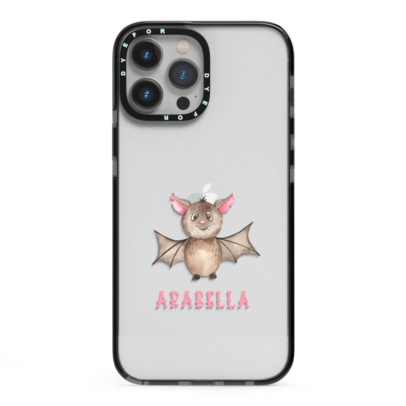 Bat Personalised iPhone 13 Pro Max Black Impact Case on Silver phone