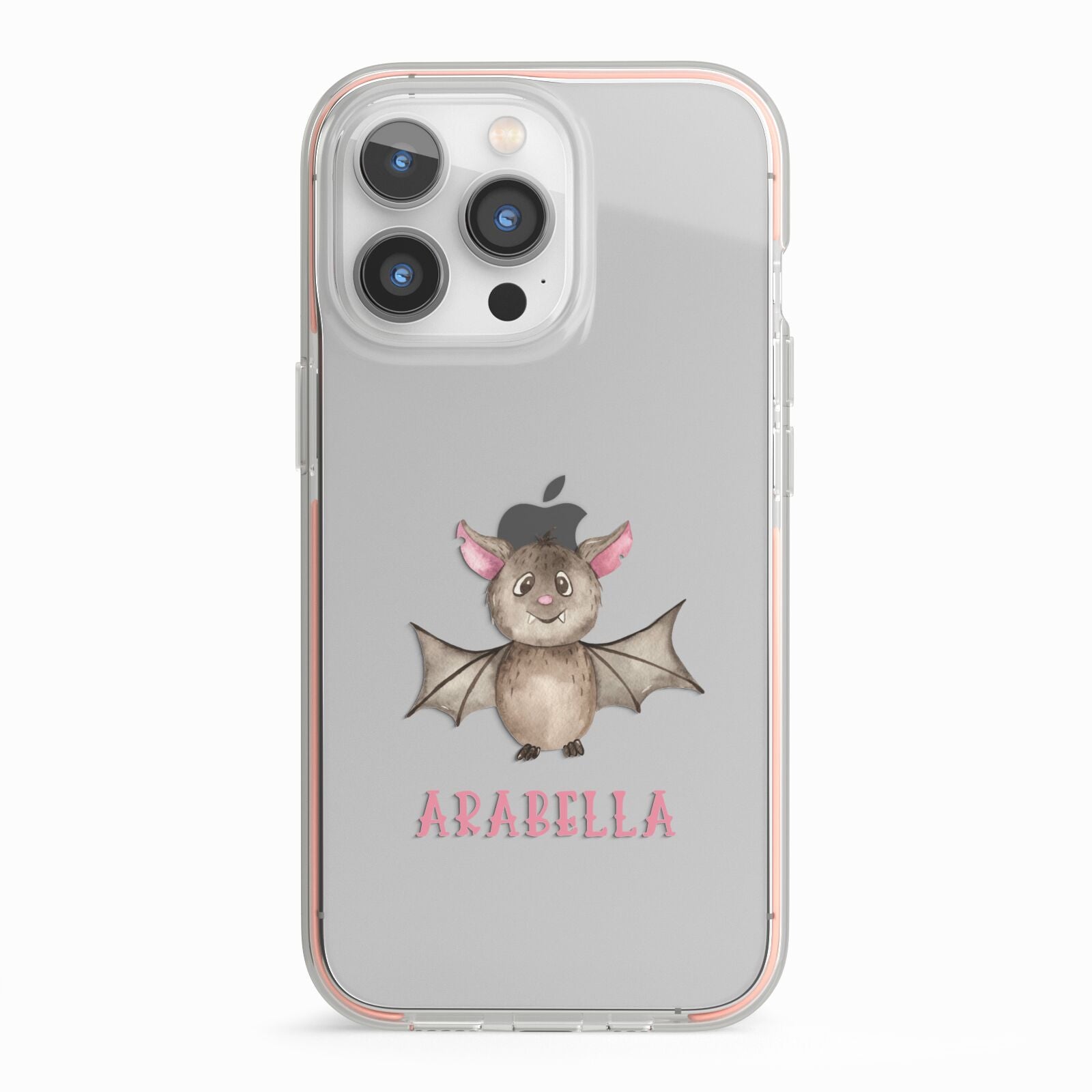 Bat Personalised iPhone 13 Pro TPU Impact Case with Pink Edges