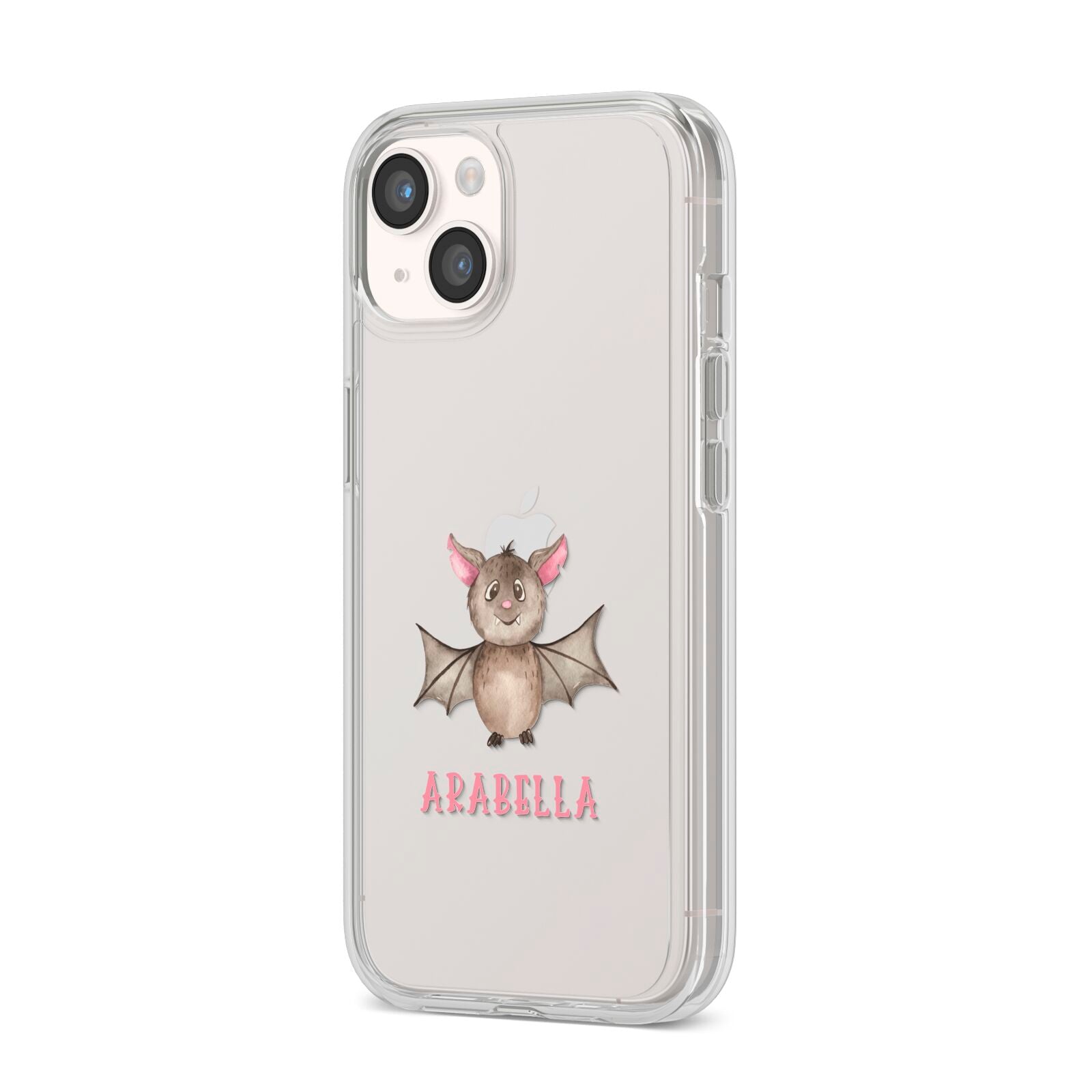 Bat Personalised iPhone 14 Clear Tough Case Starlight Angled Image