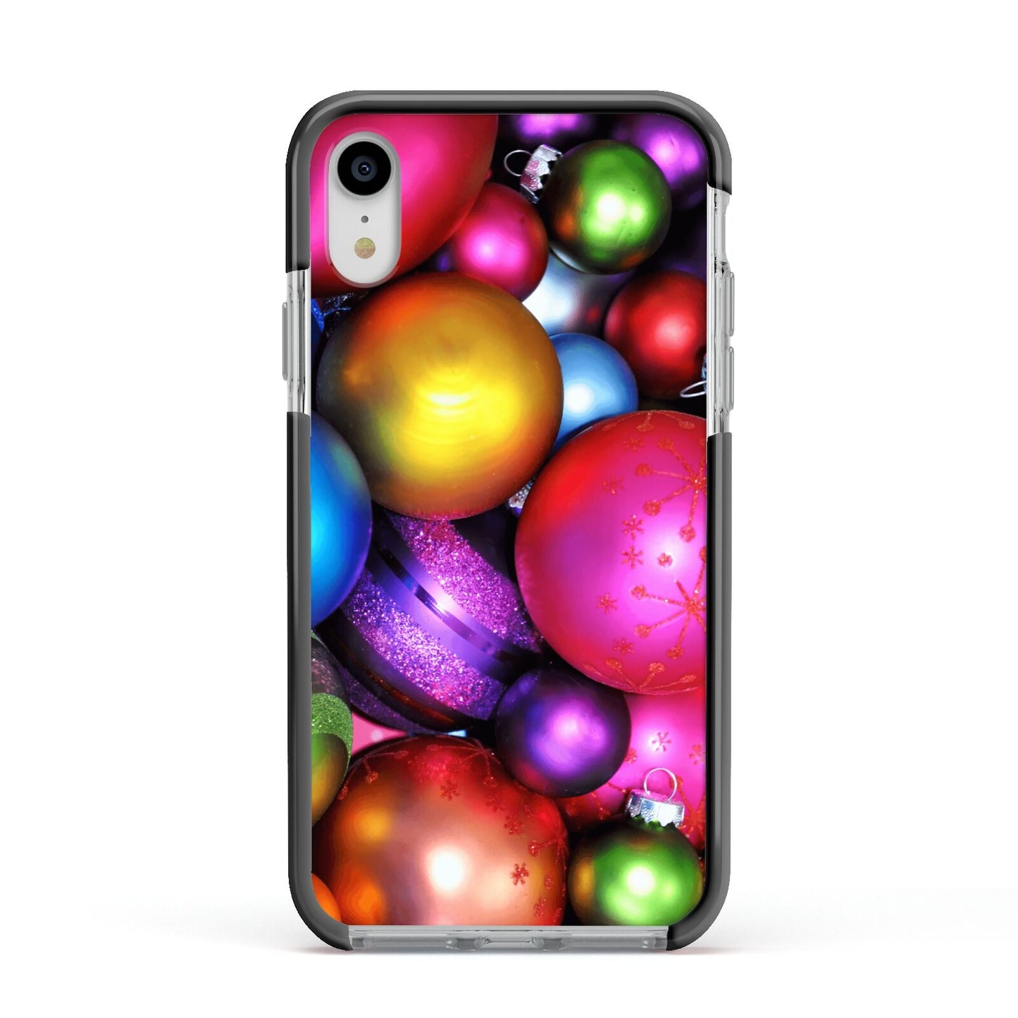 Bauble Apple iPhone XR Impact Case Black Edge on Silver Phone