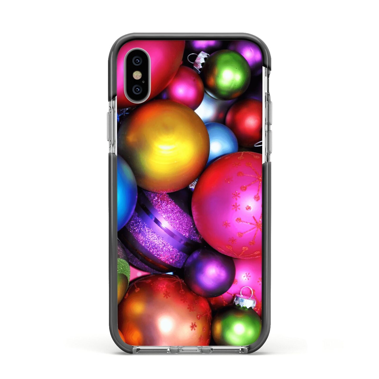 Bauble Apple iPhone Xs Impact Case Black Edge on Silver Phone