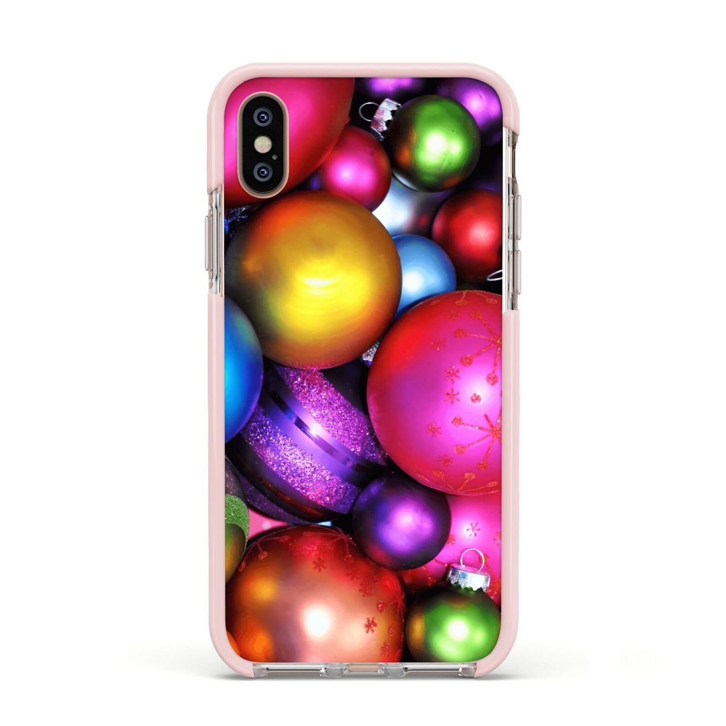 Bauble Apple iPhone Xs Impact Case Pink Edge on Gold Phone