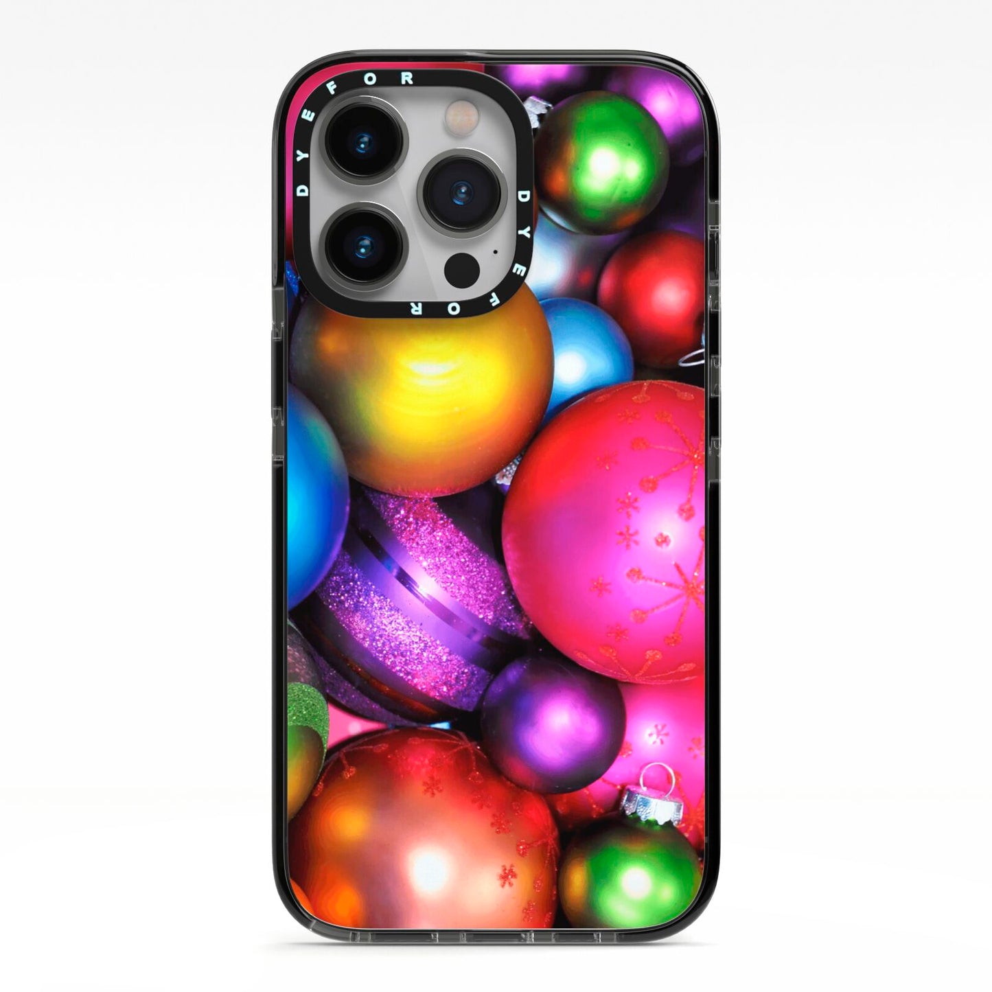 Bauble iPhone 13 Pro Black Impact Case on Silver phone