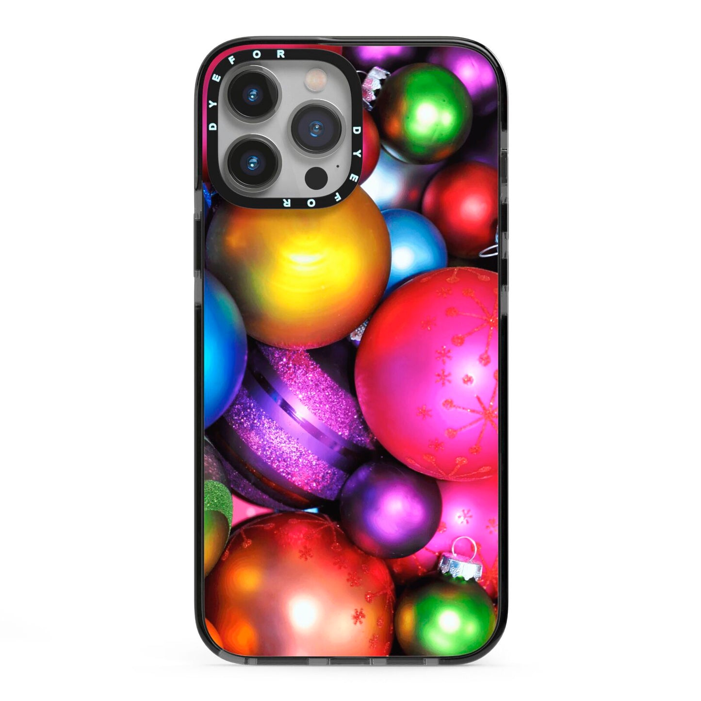 Bauble iPhone 13 Pro Max Black Impact Case on Silver phone