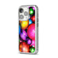 Bauble iPhone 14 Pro Glitter Tough Case Silver Angled Image