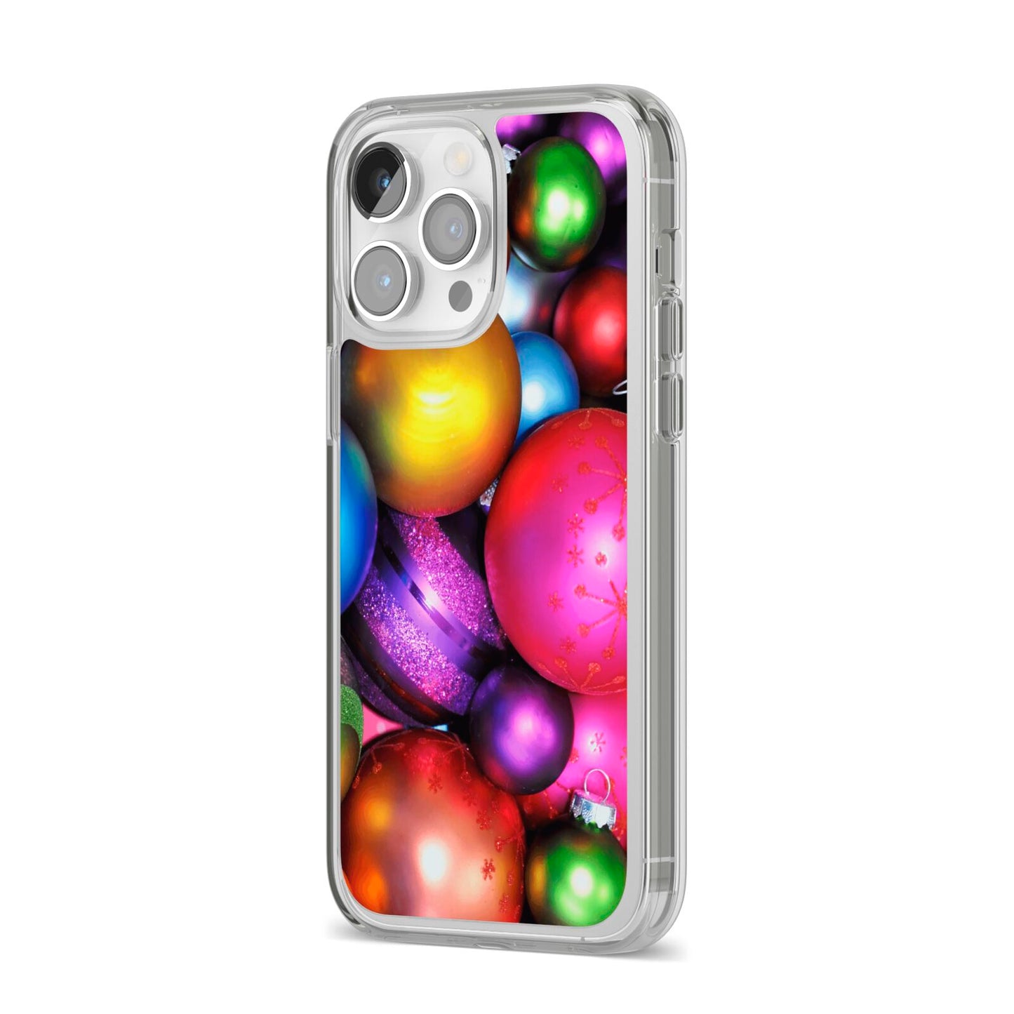 Bauble iPhone 14 Pro Max Clear Tough Case Silver Angled Image