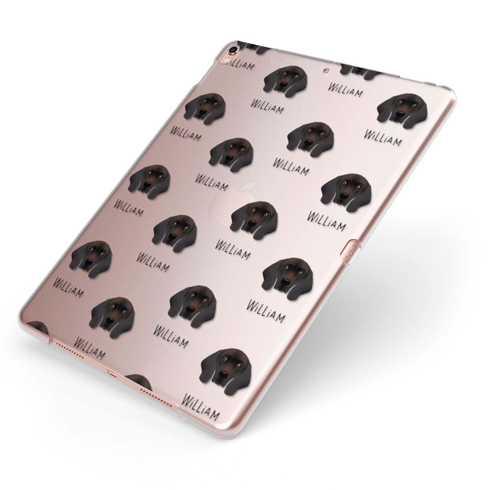 Bavarian Mountain Hound Icon with Name Apple iPad Case on Rose Gold iPad Side View