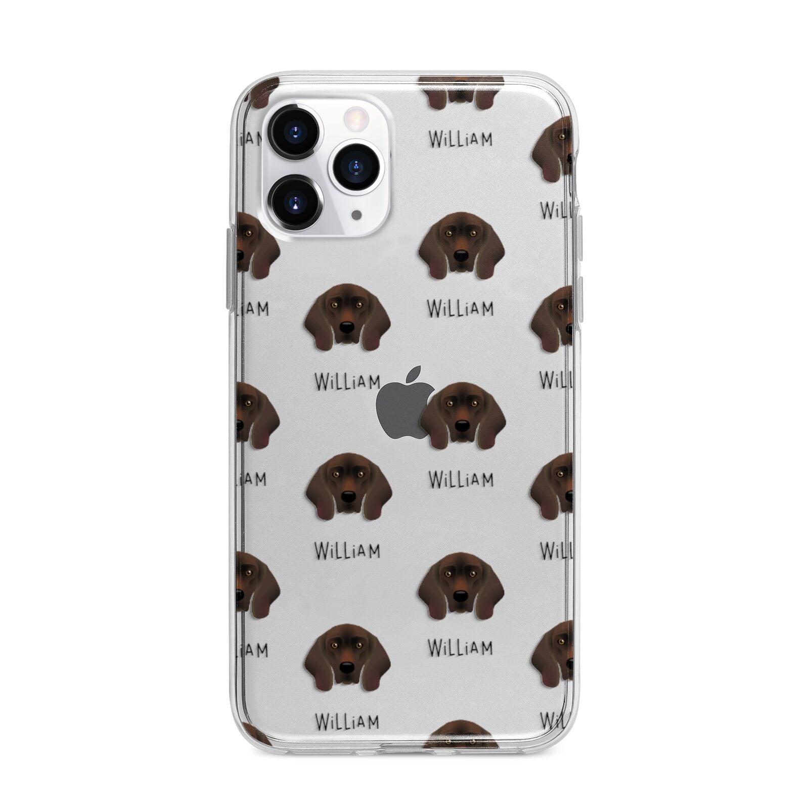 Bavarian Mountain Hound Icon with Name Apple iPhone 11 Pro Max in Silver with Bumper Case