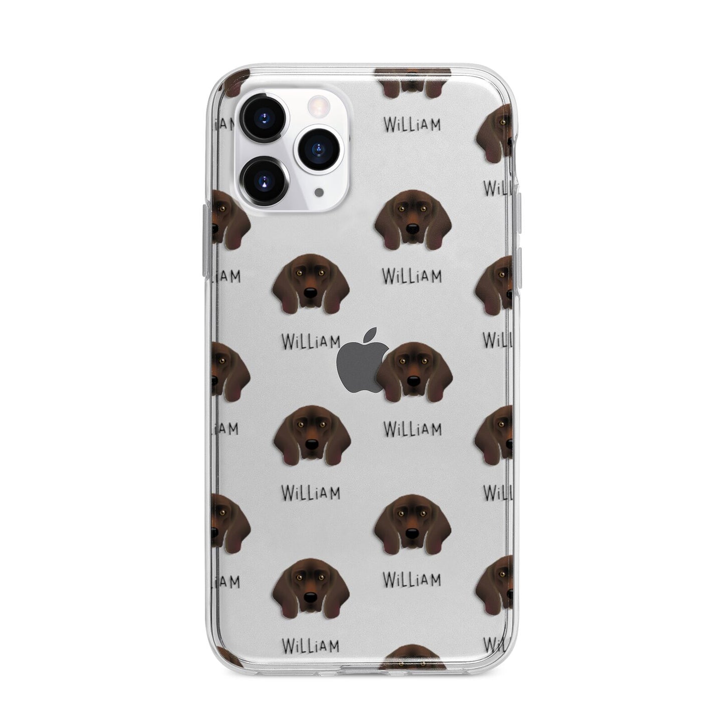 Bavarian Mountain Hound Icon with Name Apple iPhone 11 Pro in Silver with Bumper Case