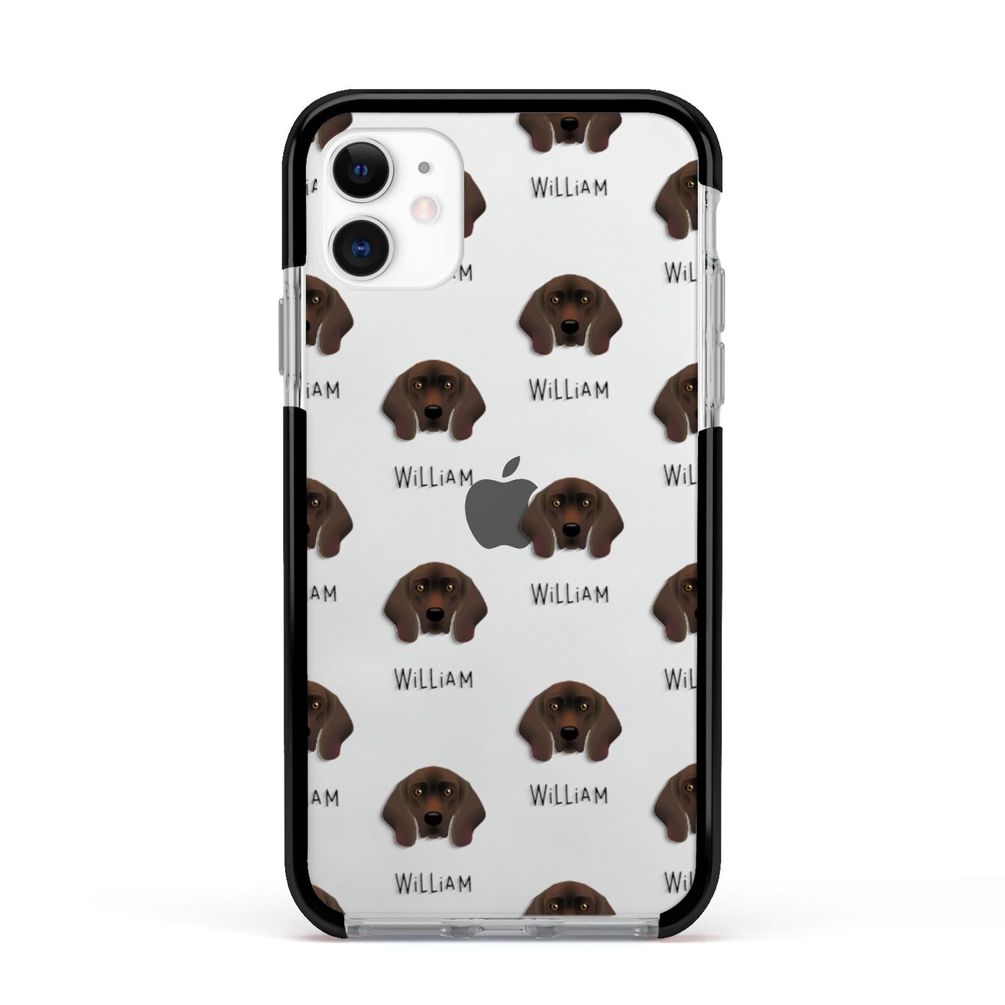 Bavarian Mountain Hound Icon with Name Apple iPhone 11 in White with Black Impact Case