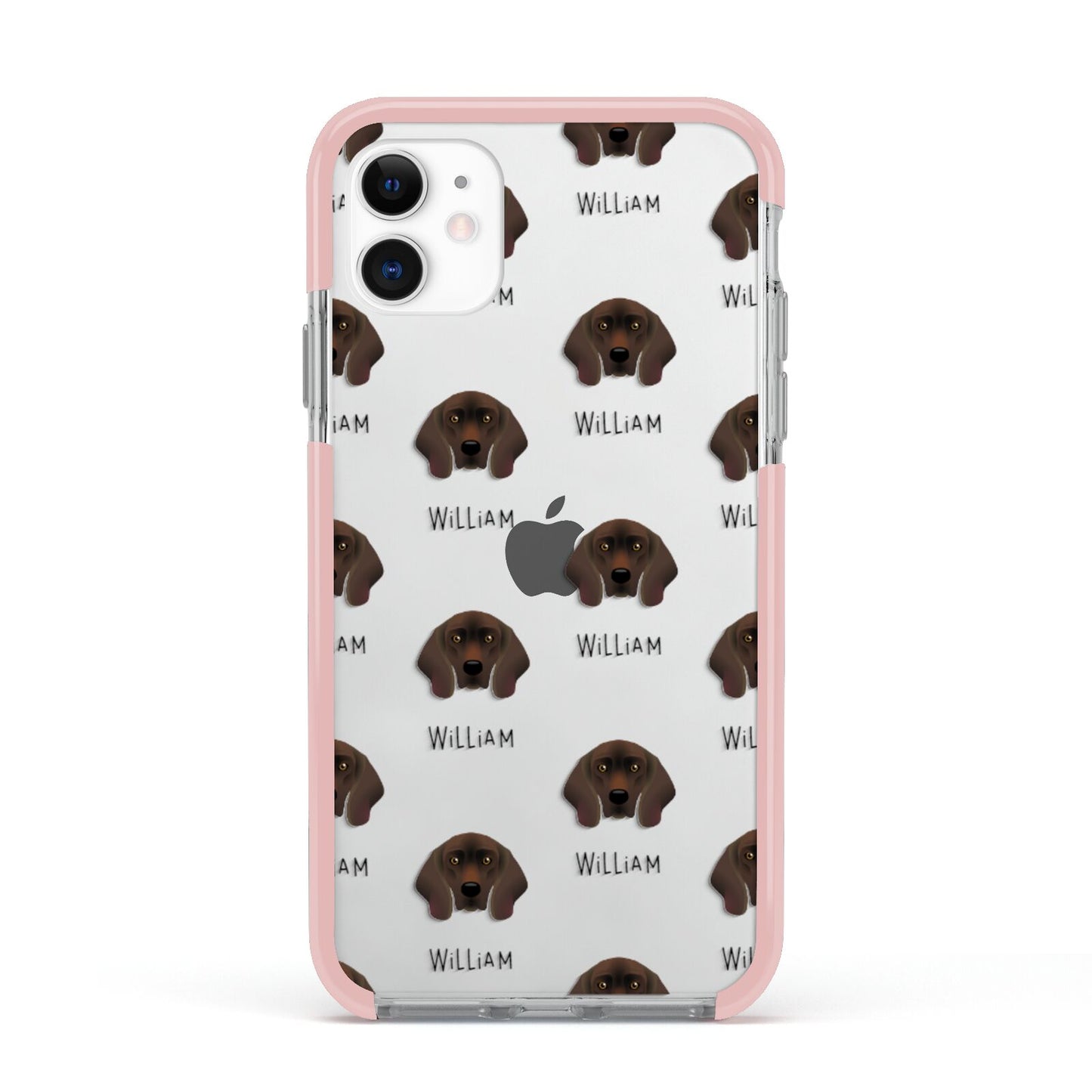 Bavarian Mountain Hound Icon with Name Apple iPhone 11 in White with Pink Impact Case